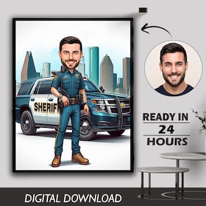 Personalized Police Cartoon Portrait, Custom Police Caricature Drawing from Photo, Funny Police Caricature, Gift for Police
