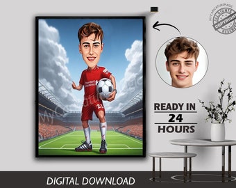 Bespoke Male Football Cartoon Caricature Rugby Portrait American Football Gift Caricature Personalized Cartoon Caricature from Photo Digital