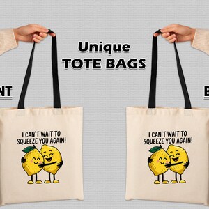 100% katoen Ik kan niet wachten om weer in je te knijpen Draagtas Herbruikbare canvas tas Op maat gemaakt cadeau voor kinderen of volwassenen Milieuvriendelijke tas voor- en achterkant.