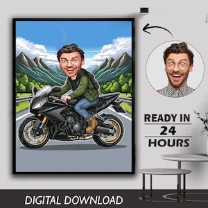 Male Men Sports Biker Man Racing Ridding Ridder Cartoon Drawing Woman Biker Drawing Motorcycle Riders Motorcycle Lovers Digital Download