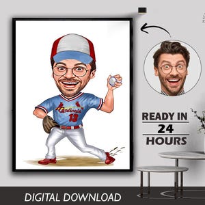 Custom caricature of Sport Hardball Bat game Ball game in Arena Hardball in field Baseball match in Venue Portrait Caricature Design