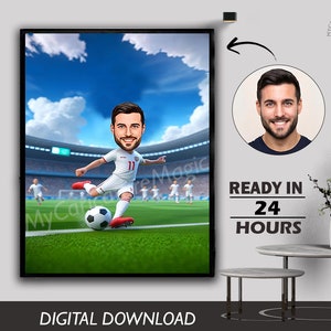 Bespoke Football Player Gift, Football Coach Caricature from Photo, Funny Rugby Art, Funny Rugby Digital Portrait, Rugby Cartoon Drawing