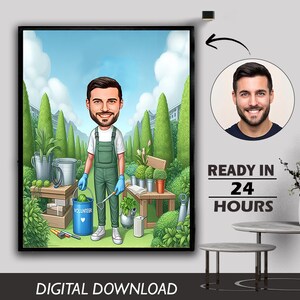 Custom Farmer Cartoon Portrait, Farmer Caricature, Farmer Gift, Farmer Cartoon, Farmer Caricature from Photo, Funny Farmer Caricature