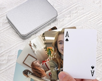 Gepersonaliseerde speelkaarten met foto | Aangepaste huwelijksbedankje, familiecadeau