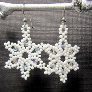 Snowflake Earrings, Seed Bead Earrings, Star Earrings, Seed Bead Snow Flake Earrings Sterling Silver Ear Wires 1186 image 8