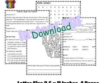 Honor Your Parents Bible Worksheet: Sunday School Printable (PDF)