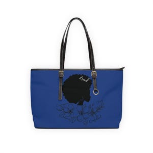 Blau Blumen Umhängetasche Empowerment | Inspirierende Tasche für Frauen, PU-Leder Geldbörse, Reisetasche, Geschenk für sie, Vertrauensschub