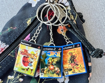 Jak and Daxter PS2 personalized Mini Game Keychain, handmade 3D printed keyring, birthday present, gaming fan video game gift