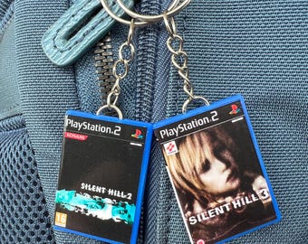 Silent Hill PS2 EU version personalized Mini Game Keychain, handmade 3D printed keyring, birthday present, gaming fan video game gift