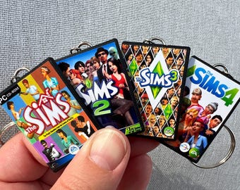 Sims PC personalized Mini Game Keychain, handmade 3D printed keyring, birthday present, gaming fan video game gift