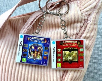 Nintendo DS Professor Layton Mini Game Keychain handmade 3D printed keyring, birthday present, gaming fan video game gift custom accessory