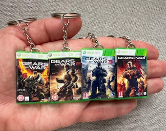 Gears of War Xbox 360 personalized Mini Game Keychain, handmade 3D printed keyring, birthday present, gaming fan custom video game gift