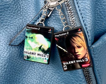 Silent Hill PS2 US version personalized Mini Game Keychain, handmade 3D printed keyring, birthday present, gaming fan video game gift