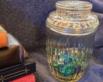 Vintage Anchor Hocking Apotheker- oder Bonbonglas-Kanister mit geripptem Facettenglas