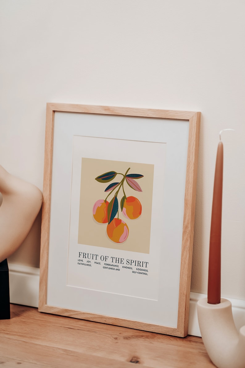 Plaque vintage en étain 30,5 x 40,6 cm « Fruit of The Spirit