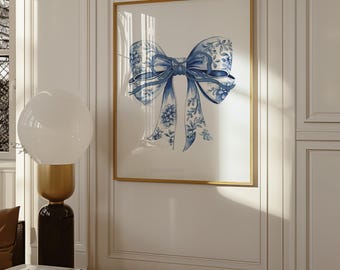 Arte de parede Chinoiserie, Arte Chinoiserie, Arte de parede japonesa, Pôster azul e branco de laço Chinoiserie, download digital, Arte em estilo chinês japonês