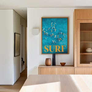 Surfaffisch, surfväggkonst, blå kustsurfposter, fotografi av surfing, havskonsttryck, retro surfaffisch bild 5