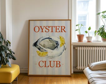 Impressão de ostra, arte de ostra, arte de clube de ostra, arte de verão, decoração de casa de praia, ostras, arte de frutos do mar, arte de restaurante de frutos do mar