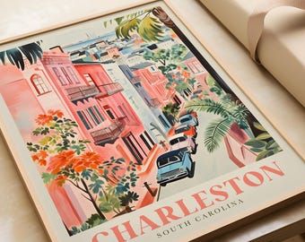 Charleston prints | Charleston art | Beachy wall art | Charleston city wall art | Charleston water color digital print | South Carolina art