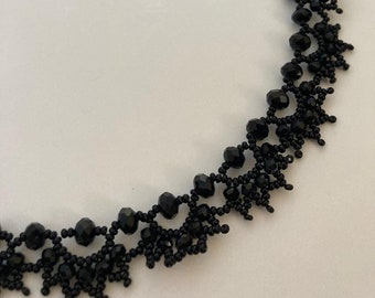 Handmade necklace -  Elegant necklace - Black necklace - Black crystal necklace