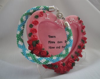 Crochet rope bracelet , beadwork jewelry , beaded bracelet , beads rope bracelet