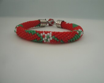 Flower - Crochet rope bracelet , bead work jewelry, beads rope bracelet - Bracelet - Beaded bracelet - Beaded Crochet Bracelet -