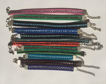 Zipper bracelet with crystal, zipper bracelet,