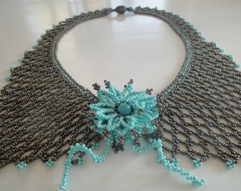 victorian necklace, Netted necklace,  Antique color necklace, Elegance necklace