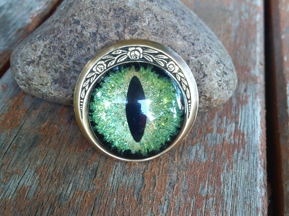 Magnetic Scarf Pin Brooch with Evil Eye Lime Green