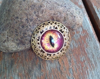 Magnetic Scarf Pin Brooch with Evil Eye Flame Red