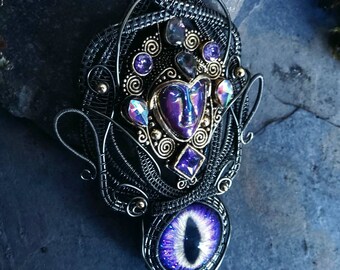 Gothic Steampunk Purple Queen Pendant