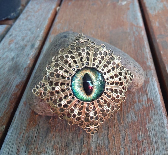 Magnetic Scarf Pin Brooch with Evil Eye Green