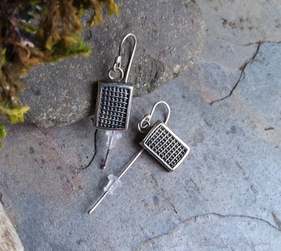 Sterling Silver Woven Wire Earrings