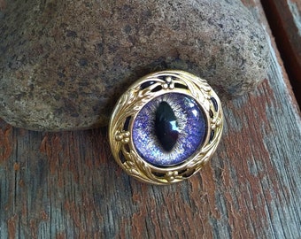 Magnetic Scarf Pin Brooch with Evil Eye Purple Blue