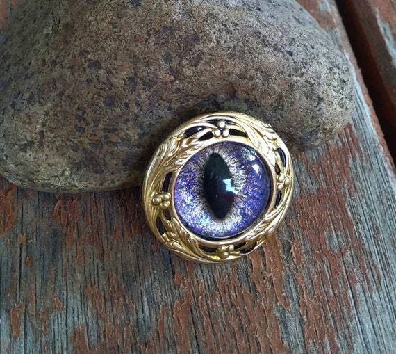 Magnetic Scarf Pin Brooch with Evil Eye Purple Blue