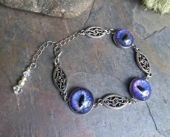 Gothic Steampunk Purple Eye Adjustable Bracelet