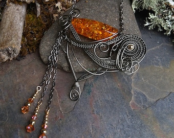 Twistedsisterarts Resin Amber Pendant