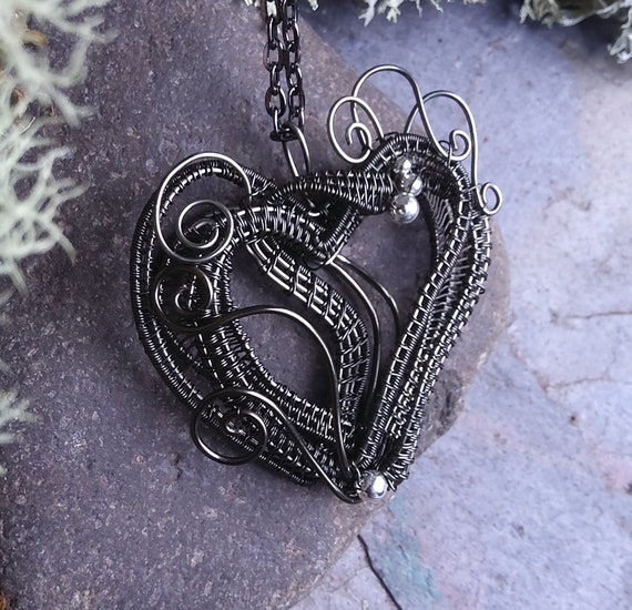 Twisted Sister Arts Dark Silver Heart Pendant
