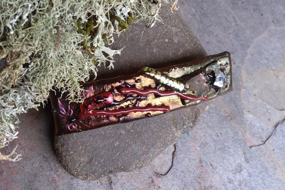 Barrette Fused Glass Large Reds