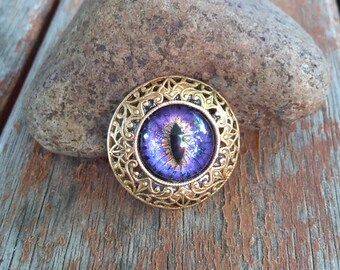 Magnetic Scarf Pin Brooch with Evil Eye Purple Blue