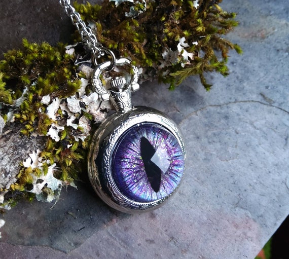 Gothic Steampunk Evil Eye Silver Pocket Watch