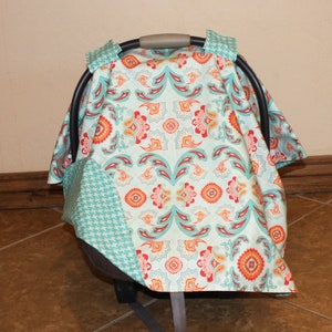 Baldachim na fotelik samochodowy - Avignon Blue - Namiot na fotelik samochodowy dla niemowląt - Pokrowiec na fotelik samochodowy dla dziewczynki - Prezent na baby shower - Pokrowiec na nosidełko dla niemowląt