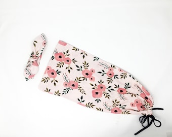 Swaddle Sack & Knotted Baby Headband - Blush Floral - Knit Swaddling Sack Swaddle Cocoon Newborn Swaddle Cocoon Baby Sleep Sack Gift