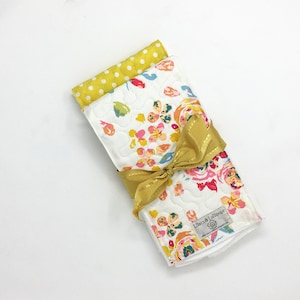 Quilted Burp Cloths-Swifting Flora Fond Quilted Burpie Duo-Baby Girl Pink and Orange Burp Cloths-Baby Gift-Baby Burp Rag Cloths