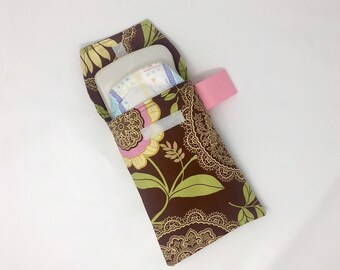 Diaper Clutch - Brown Lacework Diaper Clutch with Pocket -Diaper Pouch for Wipes and Diaper - Baby Shower Gift