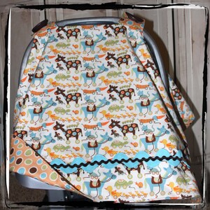 Baldachim na fotelik samochodowy - Mod Tod Animal Carseat Canopy - Namiot na fotelik samochodowy dla niemowląt - Pokrowiec na fotelik samochodowy dla chłopca - Prezent na baby shower - Pokrowiec na nosidełko dla niemowląt