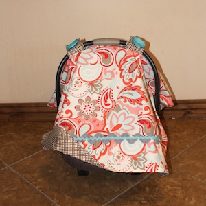 Baldachim na fotelik samochodowy - Rouge Verona Girl Carseat Canopy - Namiot na fotelik samochodowy dla dziewczynki - Pokrowiec na nosidełko dla niemowląt - Prezent na baby shower dla dziewczynki