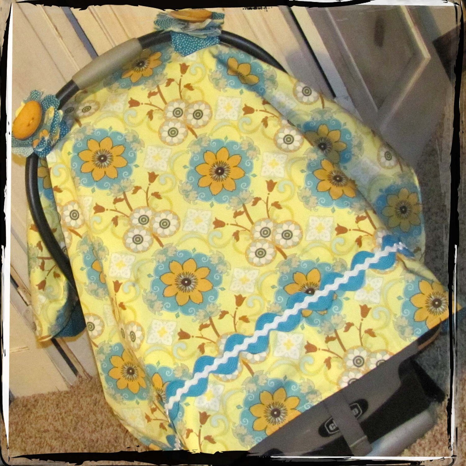 Car Seat Canopyready 2 Shipfrench Riviera Carseat Canopy Etsy