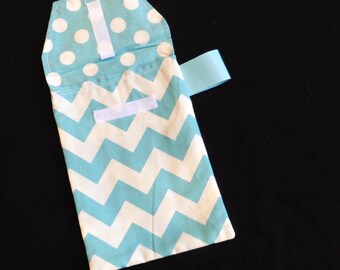 Diaper Clutch - Aqua Le Creme Chevron Diaper Clutch  -Ready 2 Ship