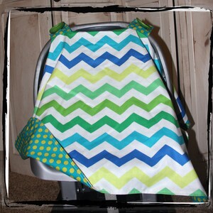 Baldachim na fotelik samochodowy - Lagoon Chevron Baldachim na fotelik samochodowy - Namiot na fotelik samochodowy dla chłopca - Prezent na baby shower - Pokrowiec na nosidełko dla niemowląt dla chłopca